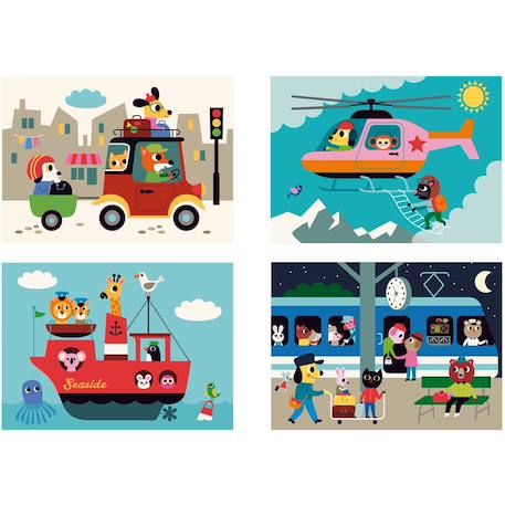 Puzzle 4d les transports Bleu 2 - vertbaudet enfant 