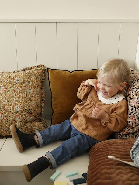T-shirt bébé en jersey froissé avec col en crochet caramel 7 - vertbaudet enfant 