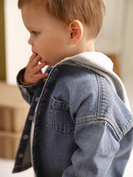 Chemise bébé personnalisable en denim avec capuche stone 1 - vertbaudet enfant 