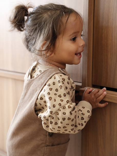Sweat-shirt imprimé motif léopard taupe 2 - vertbaudet enfant 