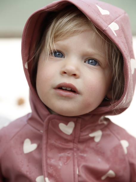 Combinaison de pluie imprimée à capuche bébé doublée polaire vieux rose 8 - vertbaudet enfant 