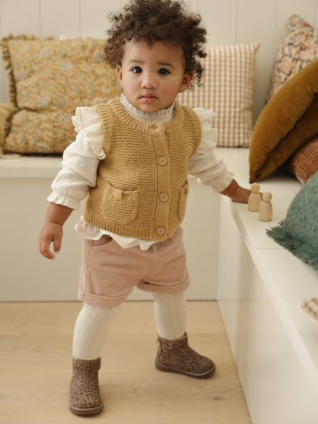 Gilet bébé sans manches boutonné ocre 6 - vertbaudet enfant 