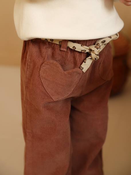 Pantalon bébé en velours côtelé avec ceinture 'léopard' à nouer terracotta 6 - vertbaudet enfant 
