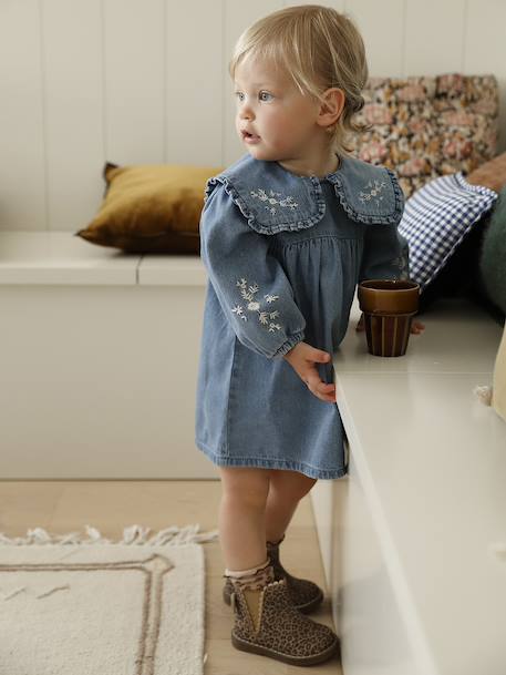 Robe bébé en denim brodé stone 2 - vertbaudet enfant 
