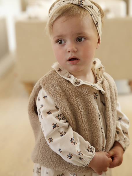 Ensemble robe gilet bandeau bébé fille vanille+vieux rose 10 - vertbaudet enfant 