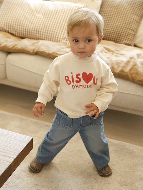 Ensemble sweat-shirt et jean large bébé vanille 3 - vertbaudet enfant 