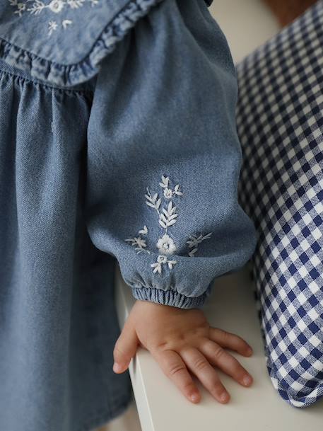Robe bébé en denim brodé stone 9 - vertbaudet enfant 