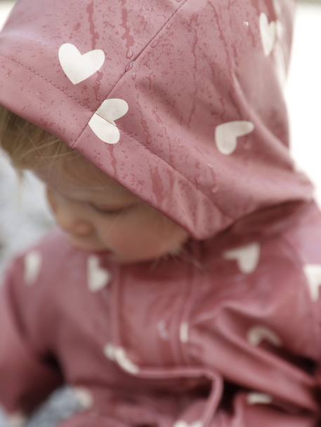 Combinaison de pluie imprimée à capuche bébé doublée polaire vieux rose 9 - vertbaudet enfant 