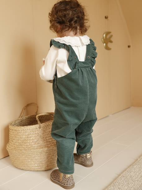 Salopette à volants bébé en velours prune+vert 12 - vertbaudet enfant 