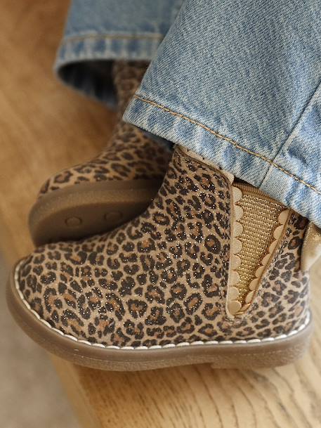 Boots bébé fille cuir zippées beige imprimé+bordeaux+CAMEL+marine+noir 2 - vertbaudet enfant 