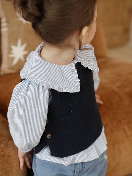 Blouse rayée bébé en seersucker rayé bleu 1 - vertbaudet enfant 