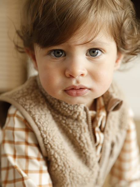 Gilet sans manches bébé en sherpa taupe 2 - vertbaudet enfant 
