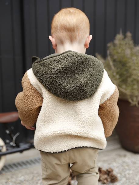 Manteau bébé en sherpa à capuche sable 9 - vertbaudet enfant 