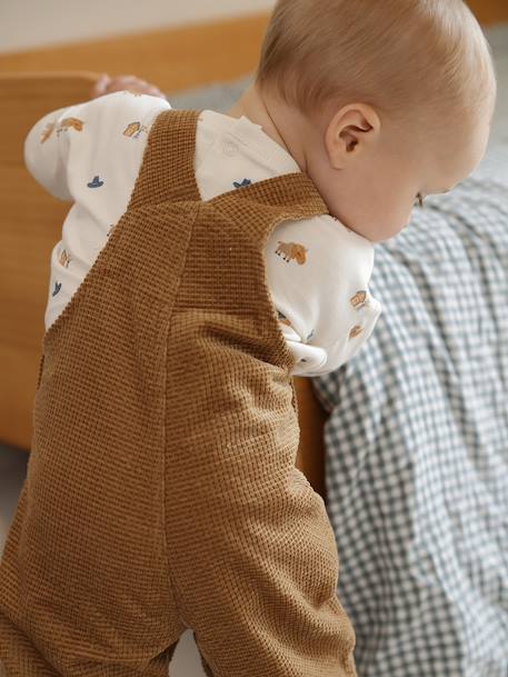 Ensemble bébé salopette en velours + T-shirt caramel 9 - vertbaudet enfant 