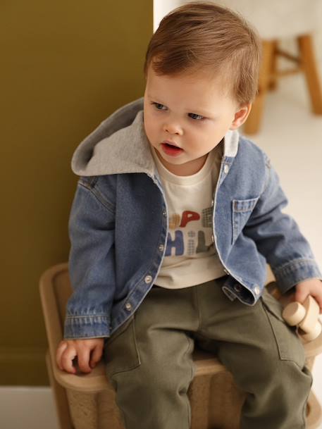 Chemise bébé personnalisable en denim avec capuche stone 2 - vertbaudet enfant 