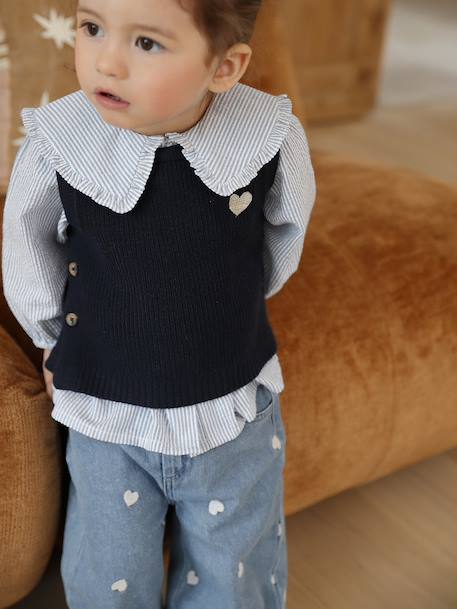 Jean large bébé fille petits coeurs brodés double stone+stone 9 - vertbaudet enfant 