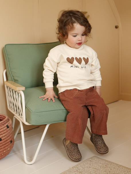 Pantalon bébé en velours côtelé avec ceinture 'léopard' à nouer terracotta 2 - vertbaudet enfant 