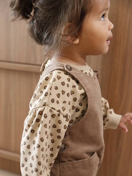 Sweat-shirt imprimé motif léopard taupe 1 - vertbaudet enfant 