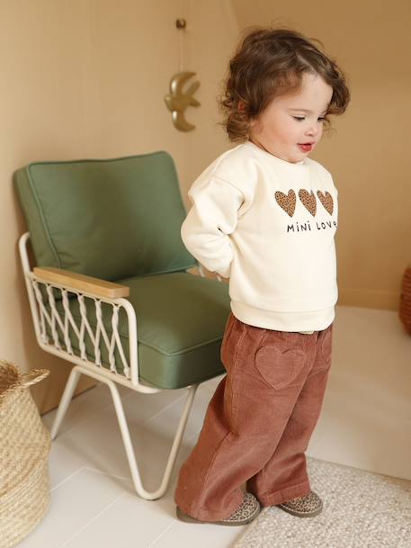 Pantalon bébé en velours côtelé avec ceinture 'léopard' à nouer terracotta 1 - vertbaudet enfant 