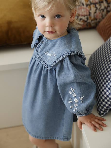 Robe bébé en denim brodé stone 8 - vertbaudet enfant 