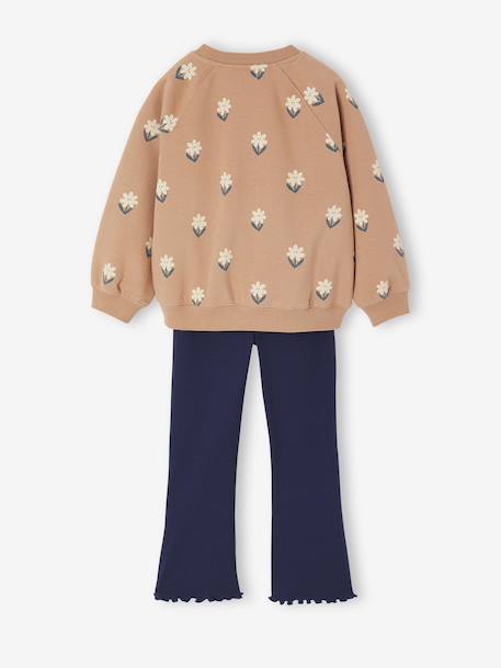 Ensemble sweat imprimé et legging flare fille bois de rose+marine 10 - vertbaudet enfant 