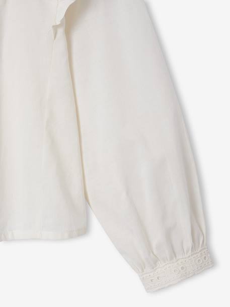 VERTBAUDET – Chemise Fille à Volants Et Broderies – 100% Coton, Manches Longues, Style Bohème Chic – Taille Enfant