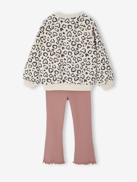 Ensemble sweat imprimé et legging flare fille bois de rose+marine 2 - vertbaudet enfant 