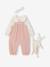 Coffret bébé T-shirt + salopette + bandeau + doudou rose poudré 1 - vertbaudet enfant 