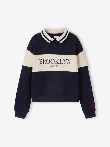 Sweat col polo fille marine 4 - vertbaudet enfant 