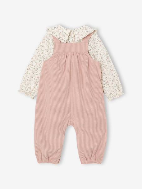 Coffret bébé T-shirt + salopette + bandeau + doudou rose poudré 6 - vertbaudet enfant 