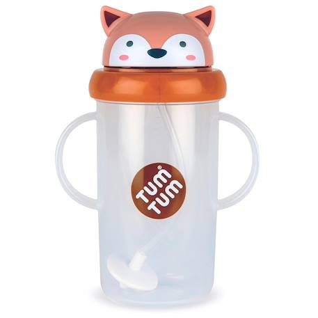 Grande tasse anti fuite + paille lestée renard -300 ml Marron 1 - vertbaudet enfant 