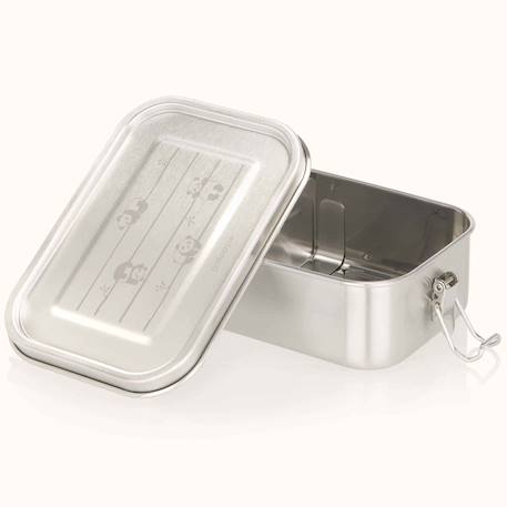 3 boîtes à gouter inox kiddy 500 ml pandas Gris 1 - vertbaudet enfant 