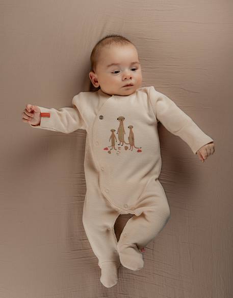 Pyjama bébé jersey gaufré Ecru 2 - vertbaudet enfant 