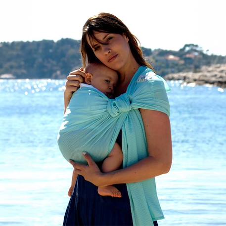 Porte-bébé sling sukkiri Blanc+Bleu+Bleu ciel+Gris+Parme+Rose+Vert menthe 39 - vertbaudet enfant 