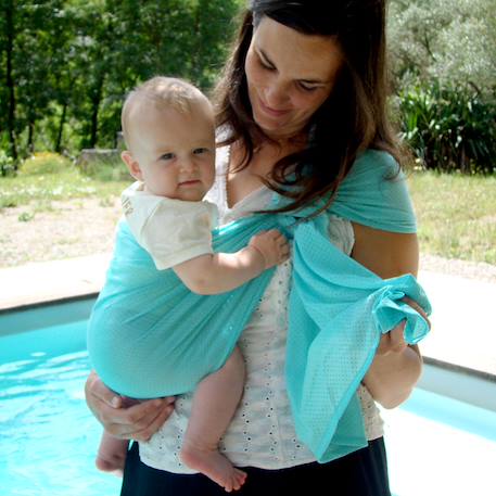Porte-bébé sling sukkiri Blanc+Bleu+Bleu ciel+Gris+Parme+Rose+Vert menthe 37 - vertbaudet enfant 