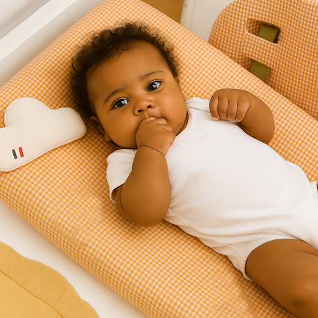 Housse de matelas à langer en coton bio Blanc+Fraise+Honey+Rose+Vert+Vichy 32 - vertbaudet enfant 