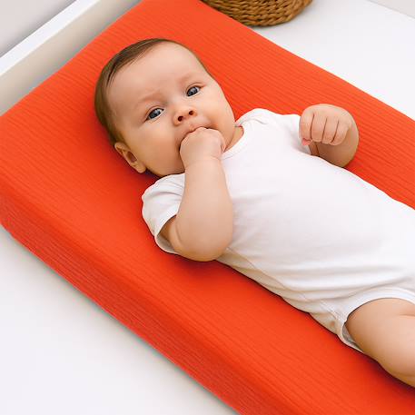 Housse de matelas à langer en coton bio Blanc+Fraise+Honey+Rose+Vert+Vichy 8 - vertbaudet enfant 