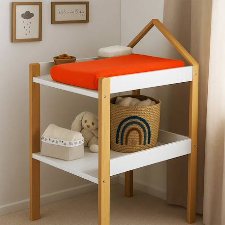 Housse de matelas à langer en coton bio Blanc+Fraise+Honey+Rose+Vert+Vichy 9 - vertbaudet enfant 