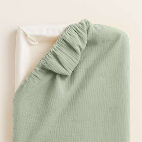 Housse de matelas à langer en coton bio Blanc+Fraise+Honey+Rose+Vert+Vichy 29 - vertbaudet enfant 