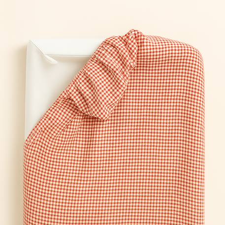 Housse de matelas à langer en coton bio Blanc+Fraise+Honey+Rose+Vert+Vichy 35 - vertbaudet enfant 