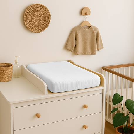 Housse de matelas à langer en coton bio Blanc+Fraise+Honey+Rose+Vert+Vichy 3 - vertbaudet enfant 