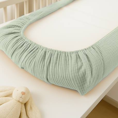 Housse de matelas à langer en coton bio Blanc+Fraise+Honey+Rose+Vert+Vichy 30 - vertbaudet enfant 