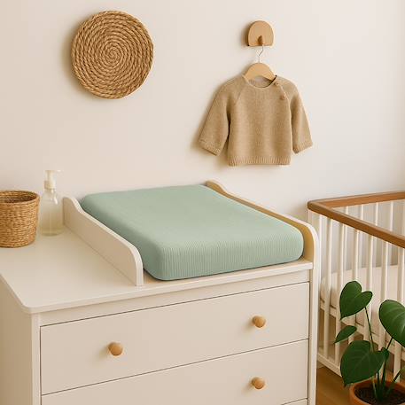 Housse de matelas à langer en coton bio Blanc+Fraise+Honey+Rose+Vert+Vichy 28 - vertbaudet enfant 