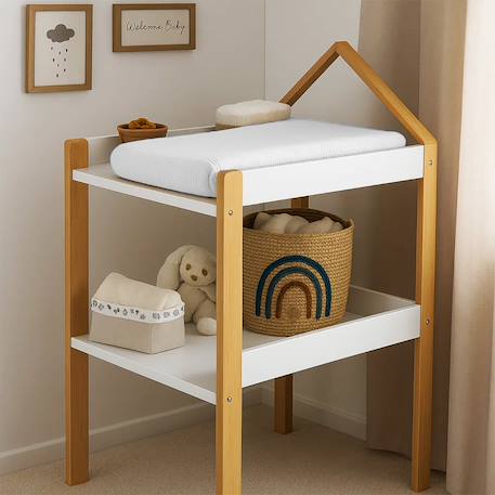 Housse de matelas à langer en coton bio Blanc+Fraise+Honey+Rose+Vert+Vichy 4 - vertbaudet enfant 