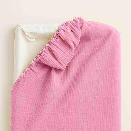 Housse de matelas à langer en coton bio Blanc+Fraise+Honey+Rose+Vert+Vichy 22 - vertbaudet enfant 