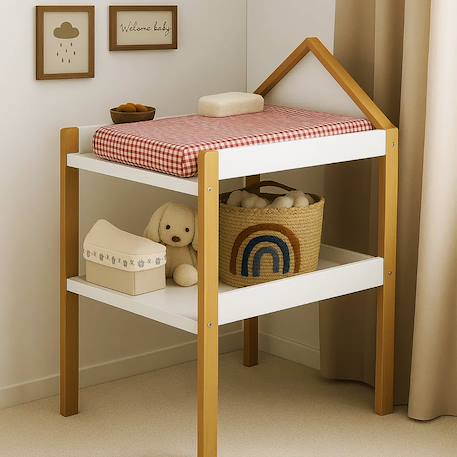 Housse de matelas à langer en coton bio Blanc+Fraise+Honey+Rose+Vert+Vichy 36 - vertbaudet enfant 
