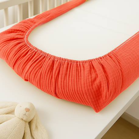 Housse de matelas à langer en coton bio Blanc+Fraise+Honey+Rose+Vert+Vichy 12 - vertbaudet enfant 