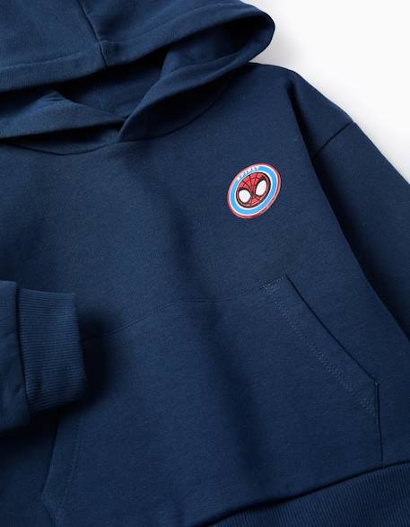 Spiderman Sweat à Capuche Garçon Bleu Foncé - Sweatshirt Textile Doux Taille 8 Ans