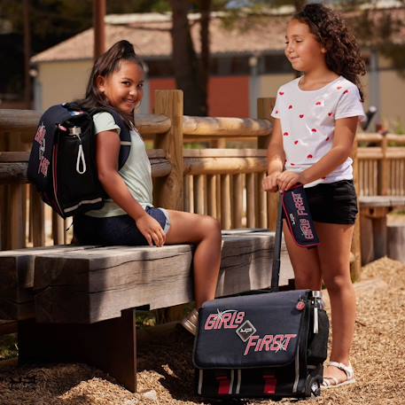 Cartable scolaire 41 cm à roulettes recyclé girl first Bleu 2 - vertbaudet enfant 