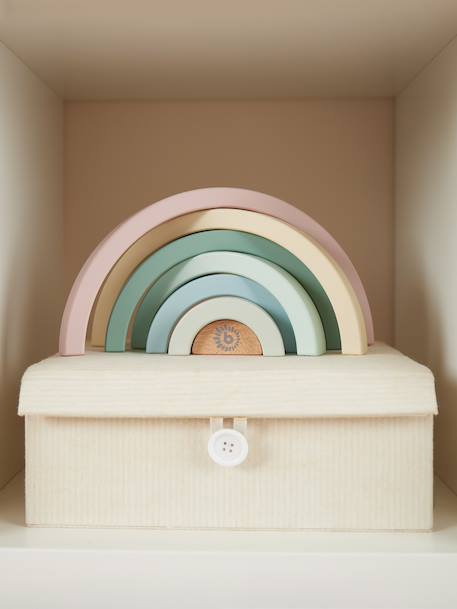 Arc-en-ciel en bois à empiler Berry+Bleu+Faon ella+Lapin fine+Rose 29 - vertbaudet enfant 